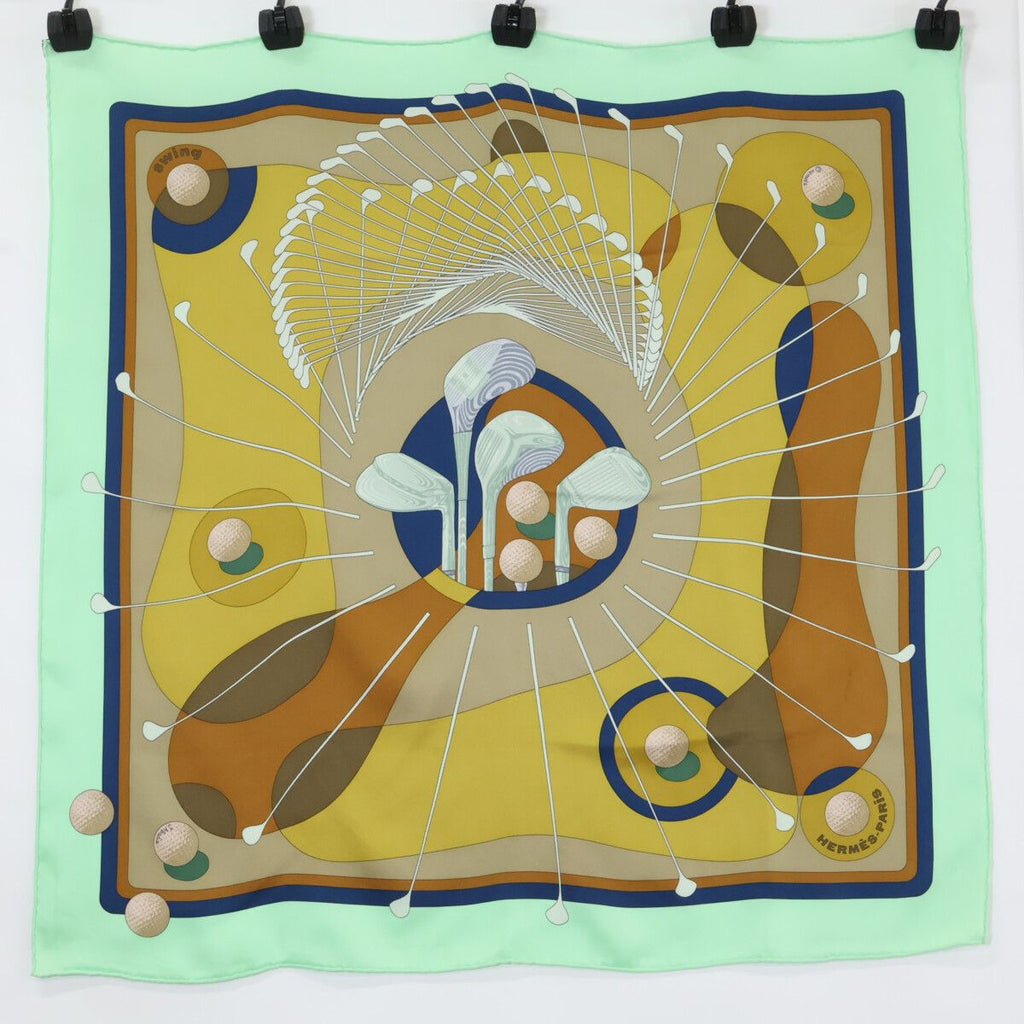 Hermes Swing Golf Club Carre 70 Silk Scarf