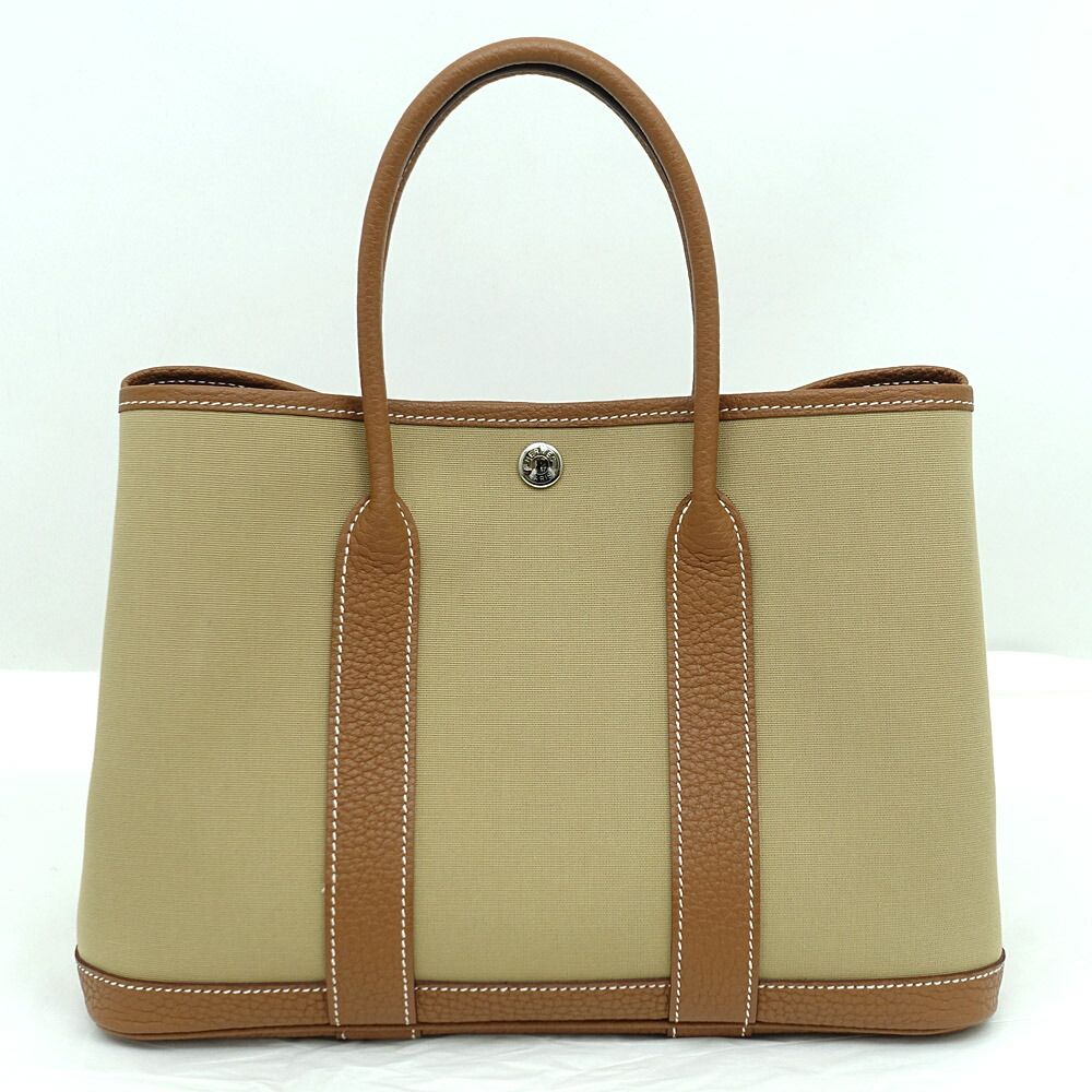 Hermes Bag Garden Party TPM Trench Gold Toile Officier Negonda — view 3