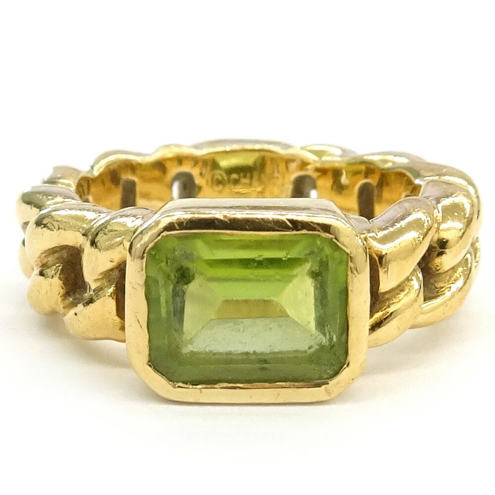 Chanel Chain Ring Peridot 18k Yellow Gold