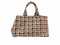 Prada Tote Geometric Pattern Brown Beige Canvas