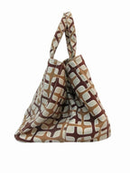 Prada Tote Geometric Pattern Brown Beige Canvas — view 4