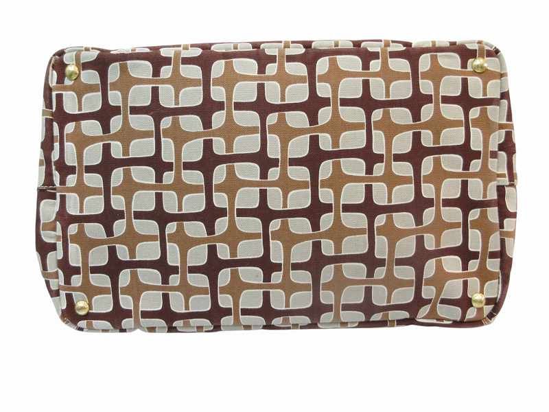 Prada Tote Geometric Pattern Brown Beige Canvas — view 5