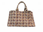Prada Tote Geometric Pattern Brown Beige Canvas — view 2