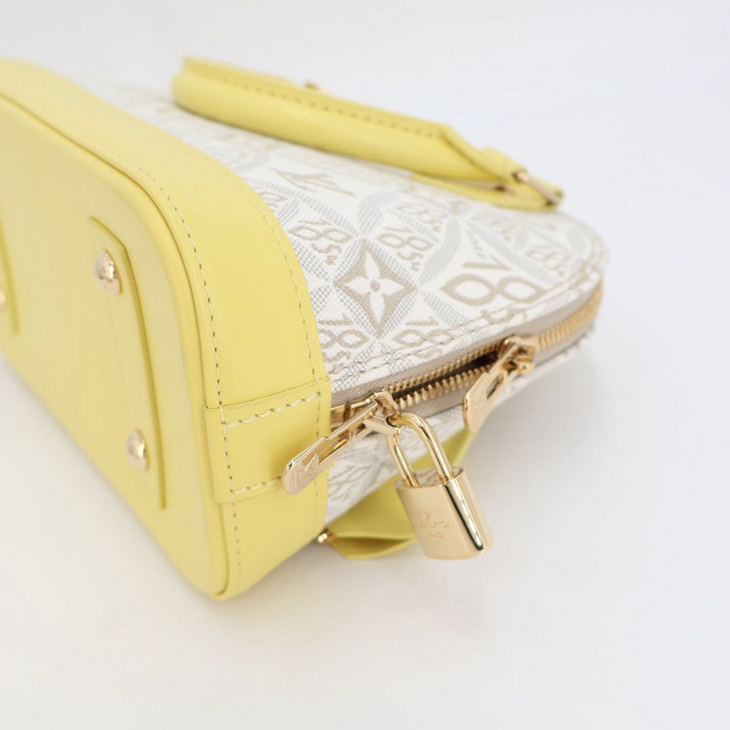 Louis Vuitton Shoulder Bag Since Alma BB Canvas Leather Light Gray Yellow — view 5