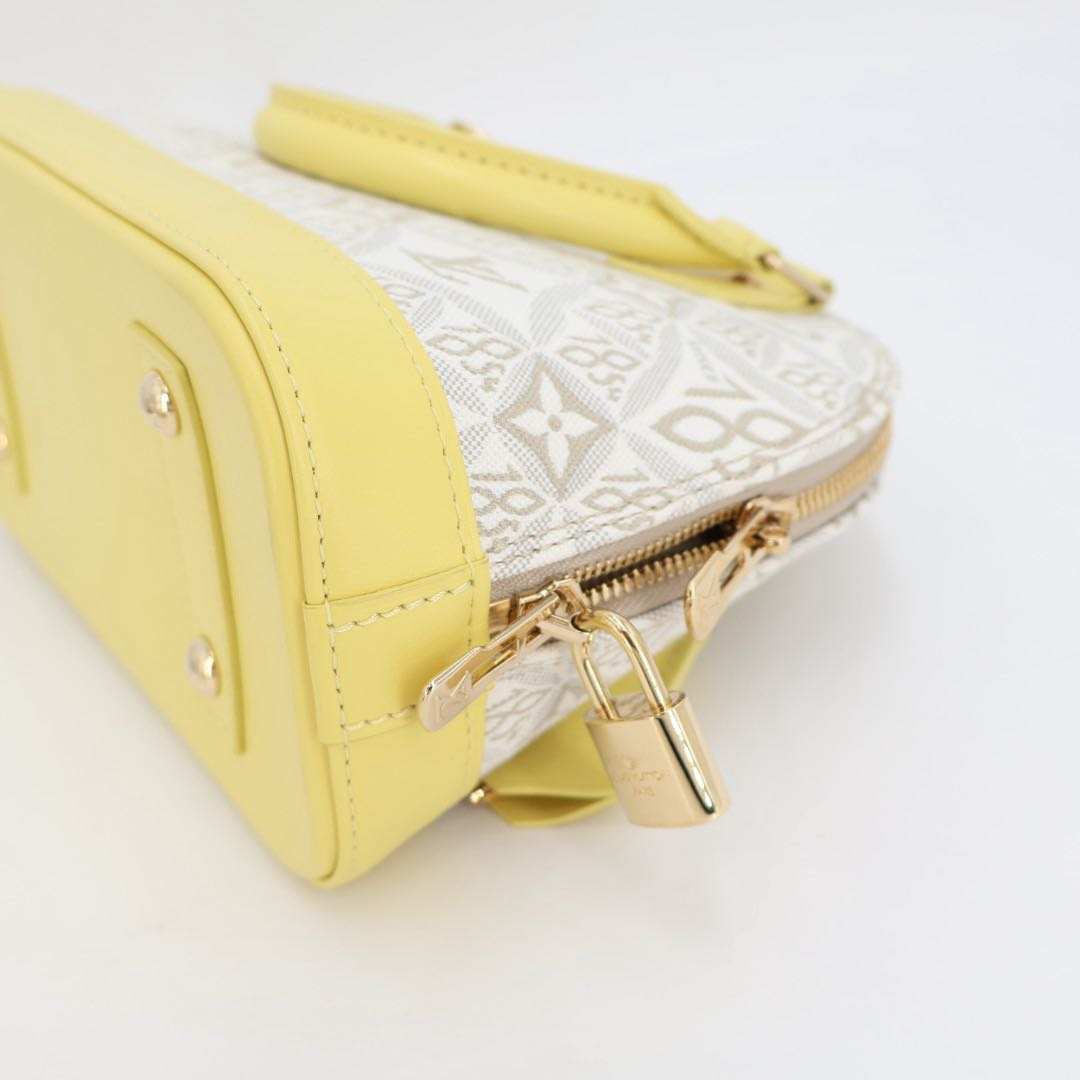 Louis Vuitton Shoulder Bag Since Alma BB Canvas Leather Light Gray Yellow — view 5