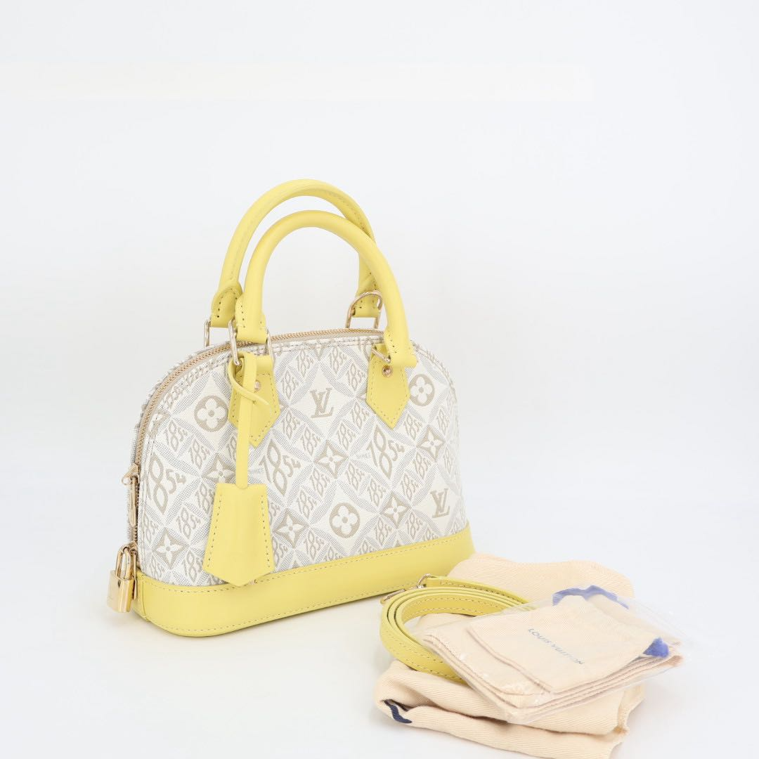 Louis Vuitton Shoulder Bag Since Alma BB Canvas Leather Light Gray Yellow — view 2