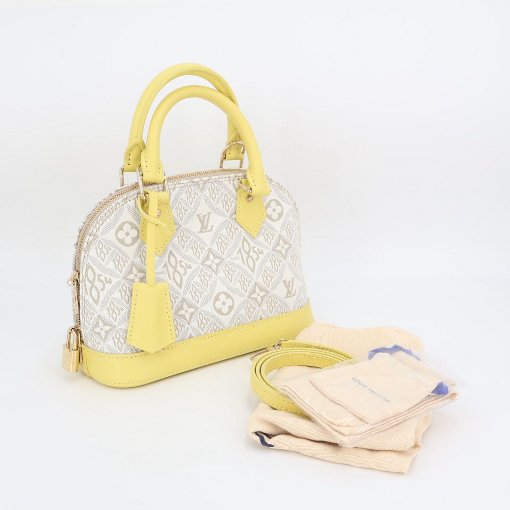 Louis Vuitton Shoulder Bag Since Alma BB Canvas Leather Light Gray Yellow