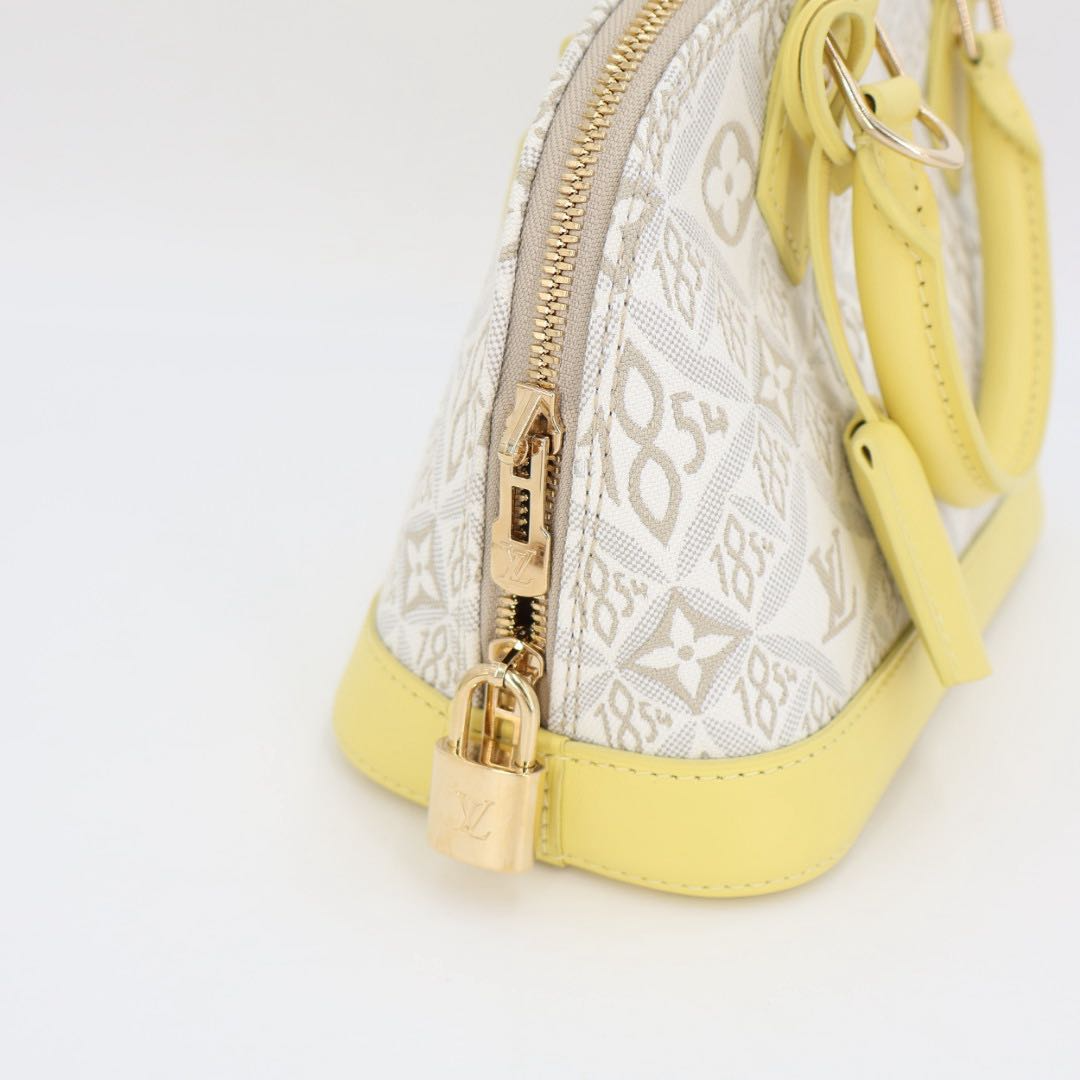 Louis Vuitton Shoulder Bag Since Alma BB Canvas Leather Light Gray Yellow — view 8