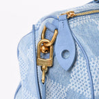 Louis Vuitton Speedy Bandouliere 30 Handbag Damier Denim 3D Cotton Blue Gold — view 7