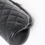 Chanel Timeless Classic Clutch CC Logo Caviar Leather Quilted Silver — view 8
