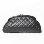Chanel Timeless Classic Clutch CC Logo Caviar Leather Quilted Silver — view 2