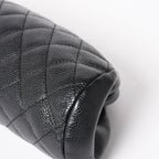 Chanel Timeless Classic Clutch CC Logo Caviar Leather Quilted Silver — view 6