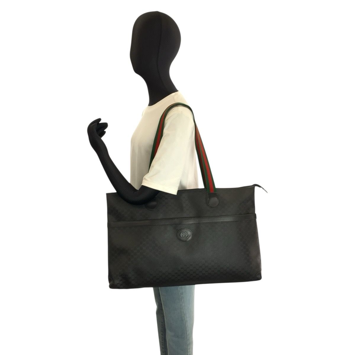 Gucci Vintage Micro GG Sherry Line Black Tote Shoulder — view 7