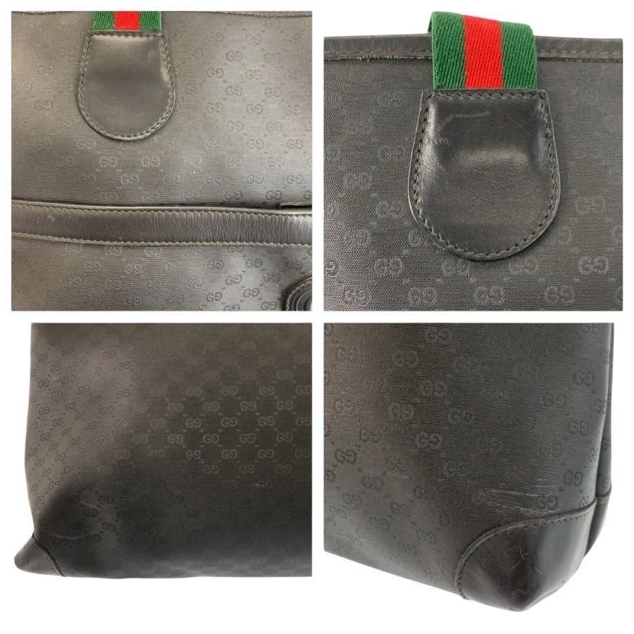 Gucci Vintage Micro GG Sherry Line Black Tote Shoulder — view 5