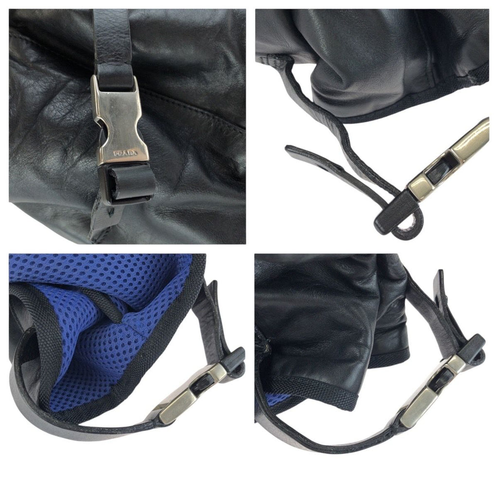 Prada Black Silver Leather Nylon Tote Shoulder — view 5