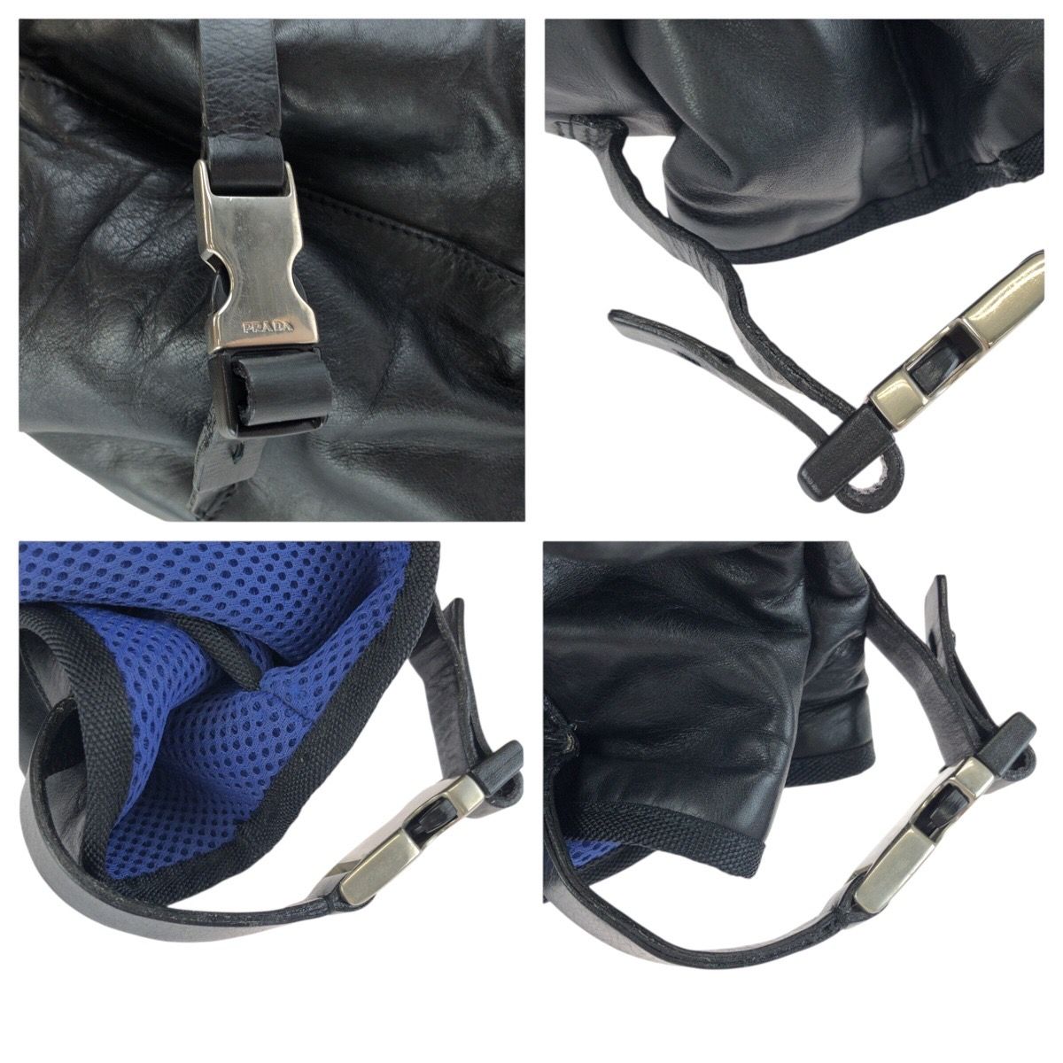 Prada Black Silver Leather Nylon Tote Shoulder — view 5