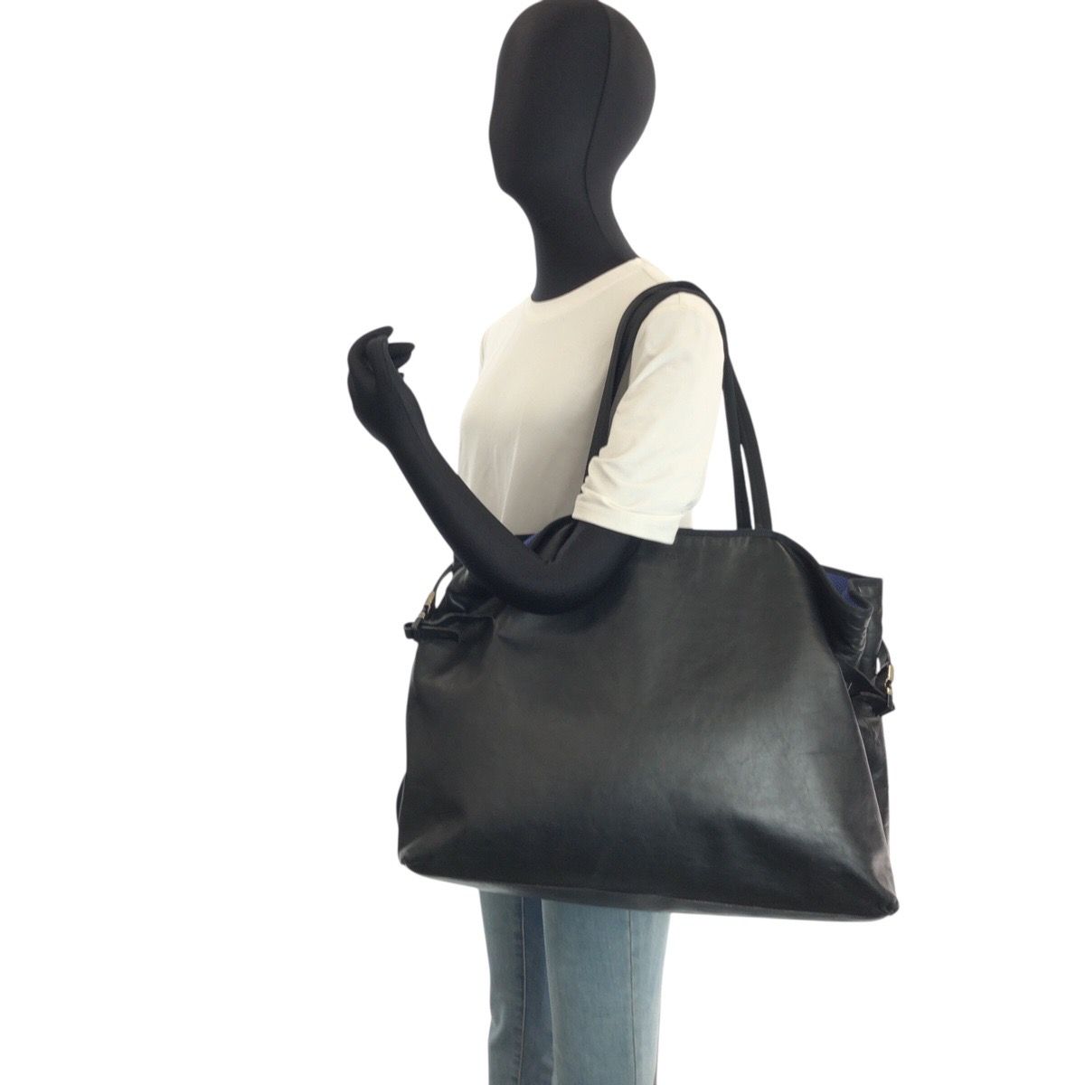Prada Black Silver Leather Nylon Tote Shoulder — view 7