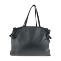 Prada Black Silver Leather Nylon Tote Shoulder