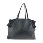 Prada Black Silver Leather Nylon Tote Shoulder