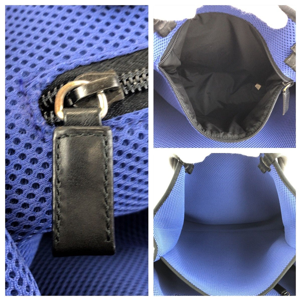 Prada Black Silver Leather Nylon Tote Shoulder — view 6