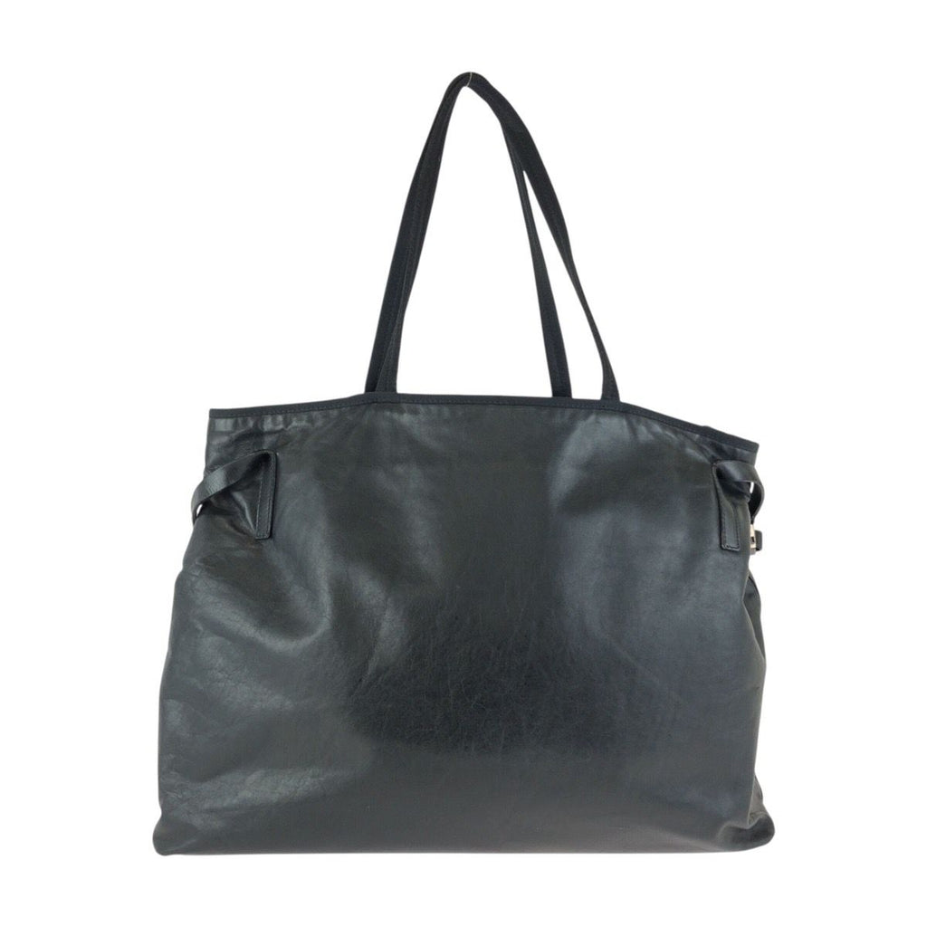 Prada Black Silver Leather Nylon Tote Shoulder — view 2