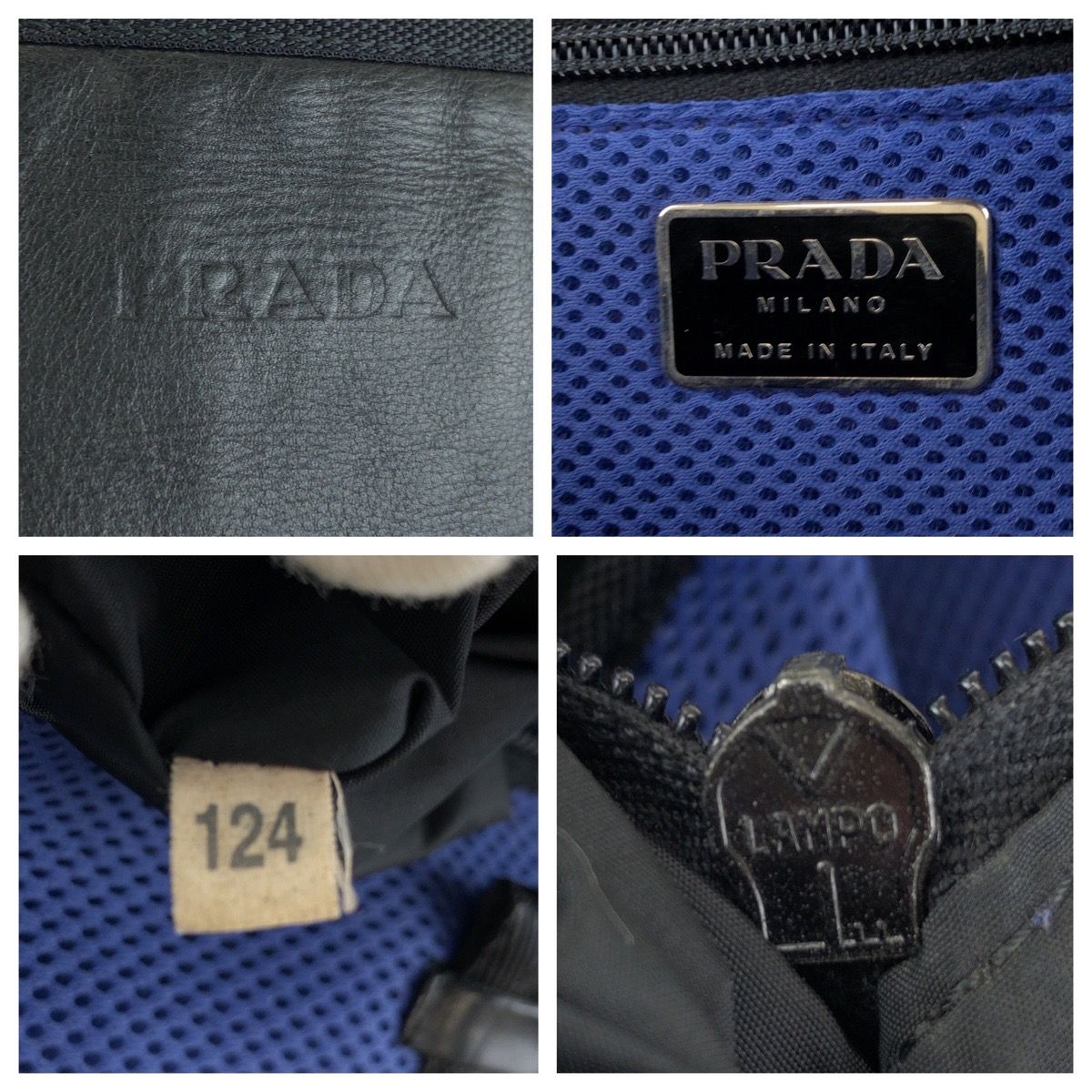Prada Black Silver Leather Nylon Tote Shoulder — view 4