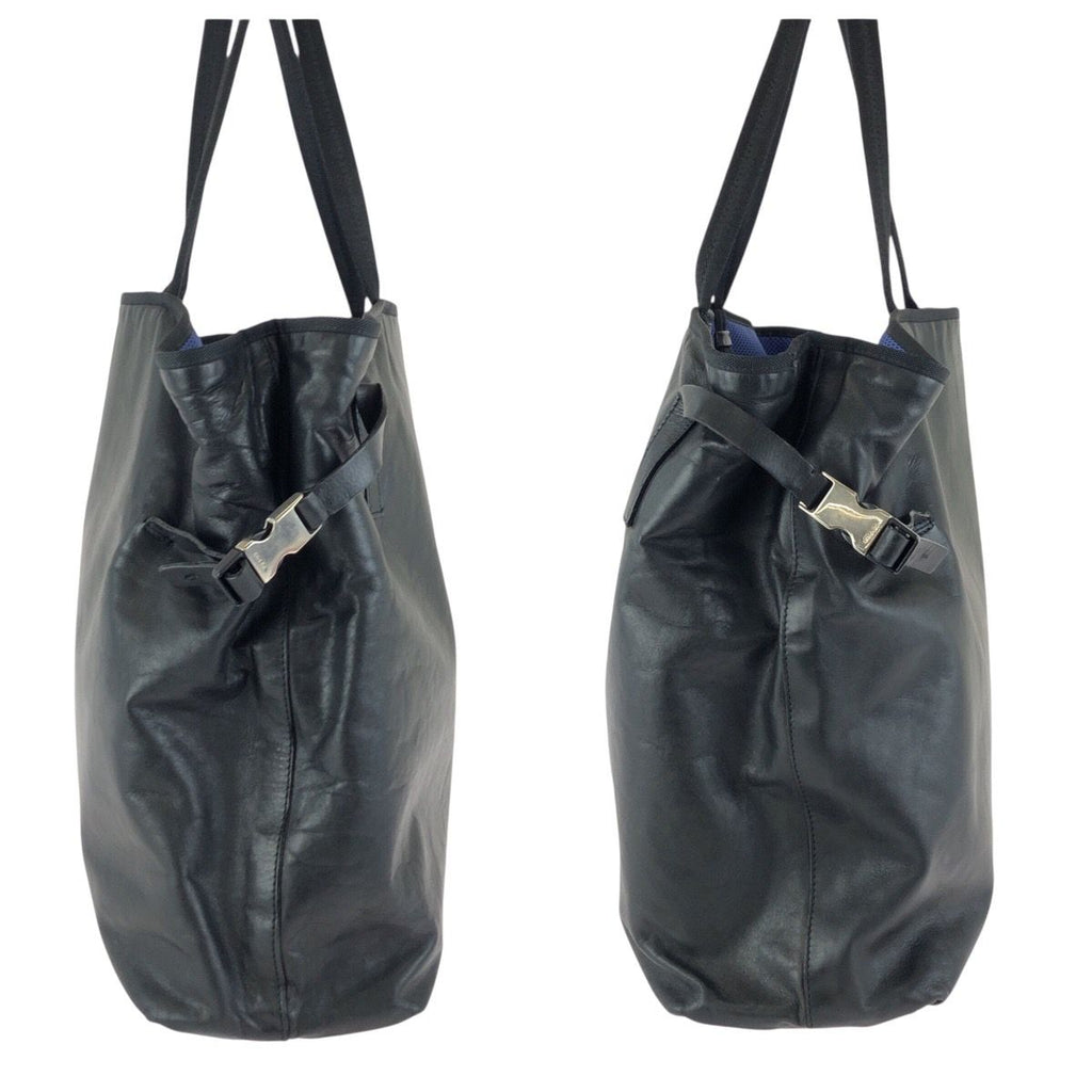 Prada Black Silver Leather Nylon Tote Shoulder — view 8