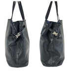 Prada Black Silver Leather Nylon Tote Shoulder — view 8