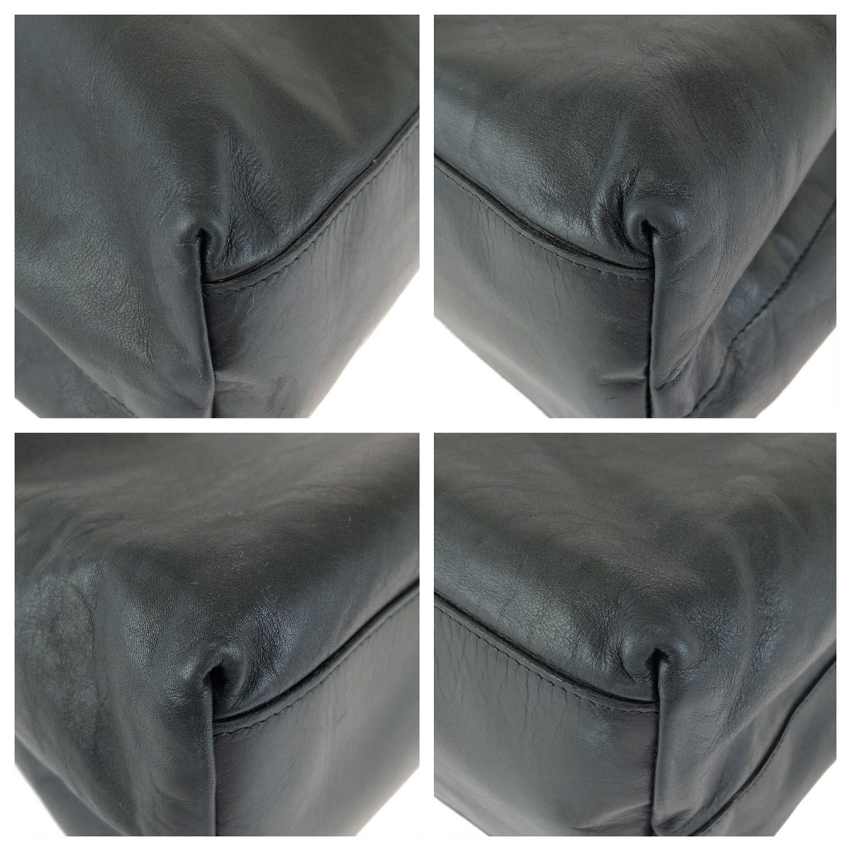 Prada Black Silver Leather Nylon Tote Shoulder — view 3