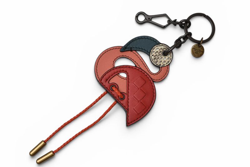 Bottega Veneta Key Ring Key Holder Animal Charm Flamingo