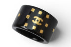 Chanel Ring Vintage CC Logo Black Gold — view 4