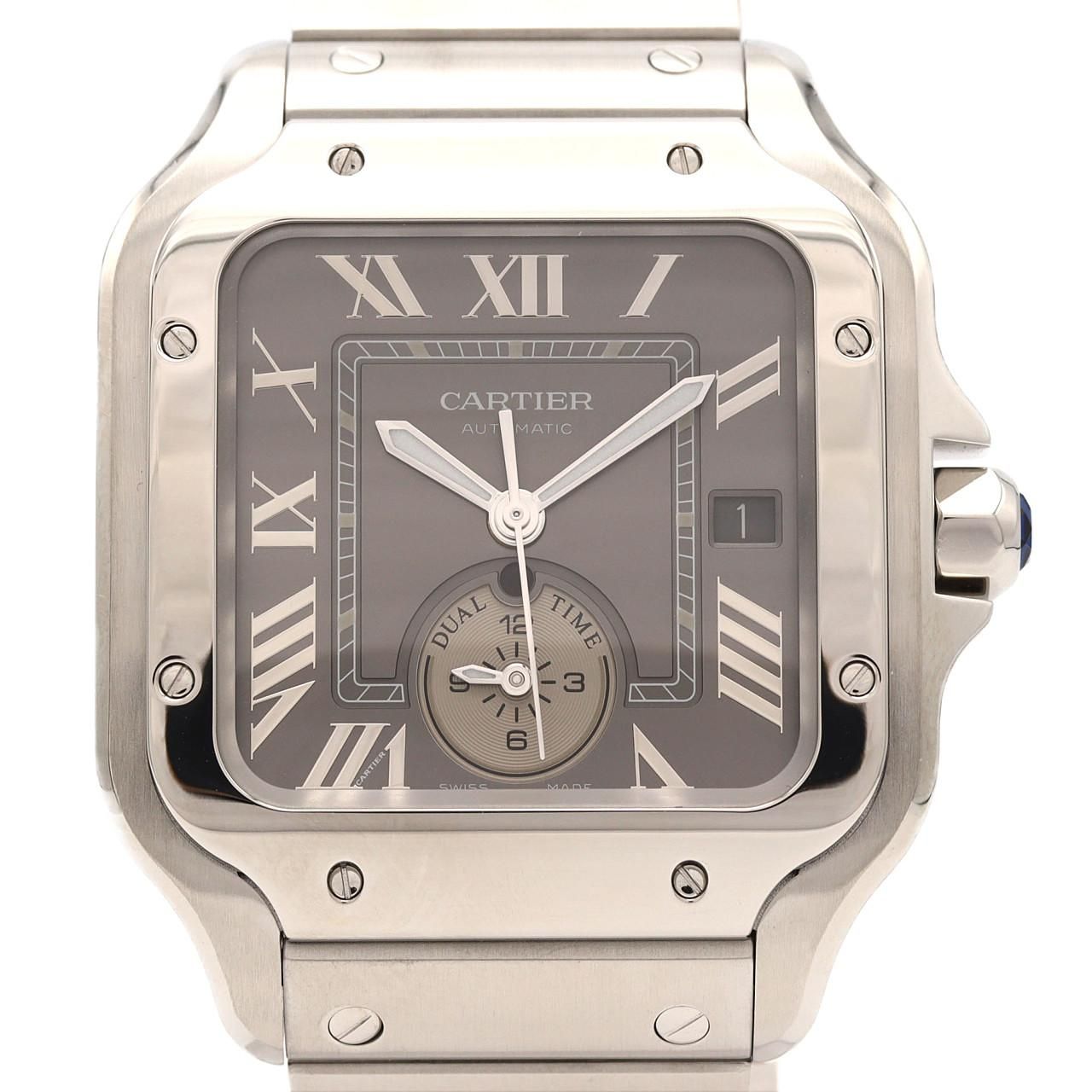 Cartier Santos Dual Time Zone LM SS Automatic Winding Watch