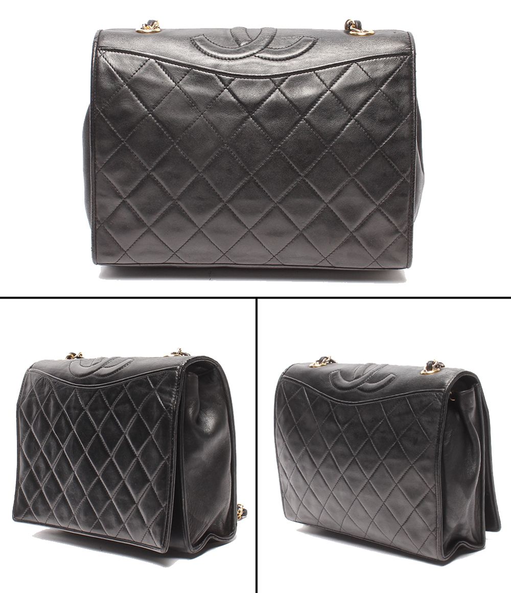 Chanel Chain Shoulder Bag Gold Single Flap Quilted Lambskin — view 2
