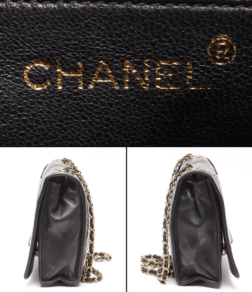 Chanel Chain Shoulder Bag Gold Single Flap Quilted Lambskin — view 3