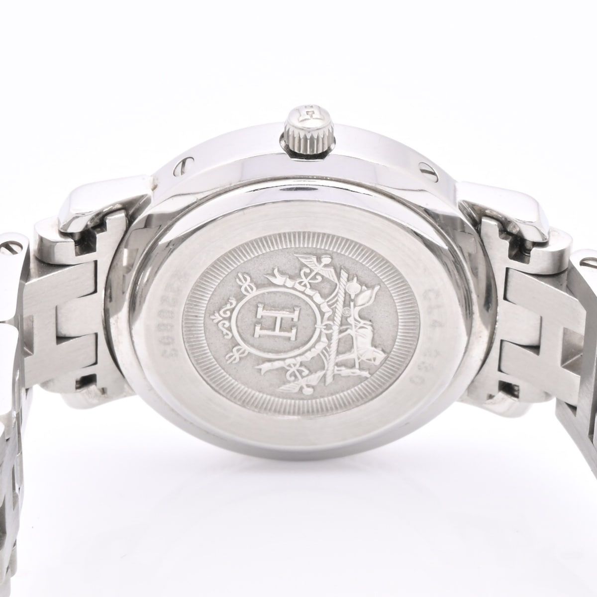 Hermes Watch Clipper Cles Diamond Bezel Pave Shell Dial SS White — view 3