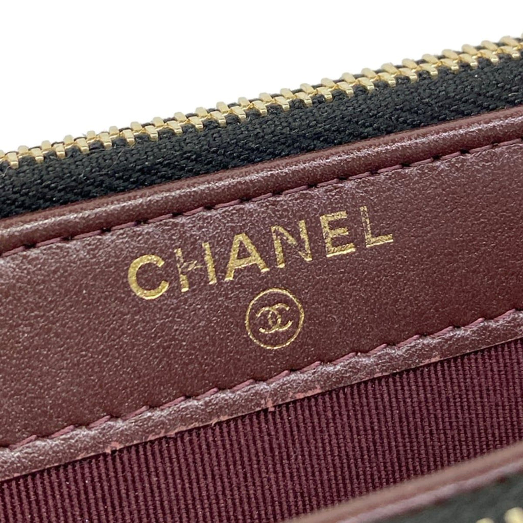 Chanel Wallet Quilted Black Chain Gold Shoulder — view 6