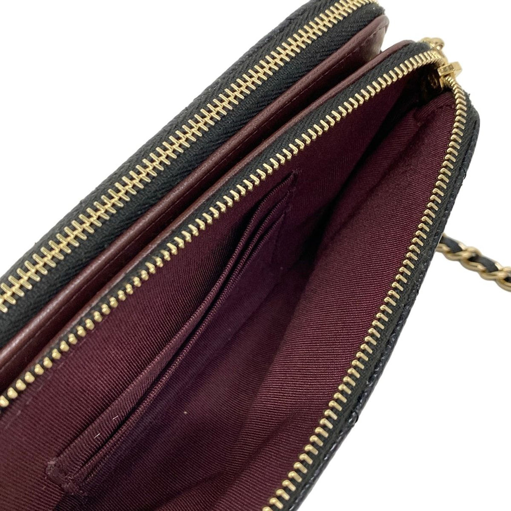 Chanel Wallet Quilted Black Chain Gold Shoulder — view 5