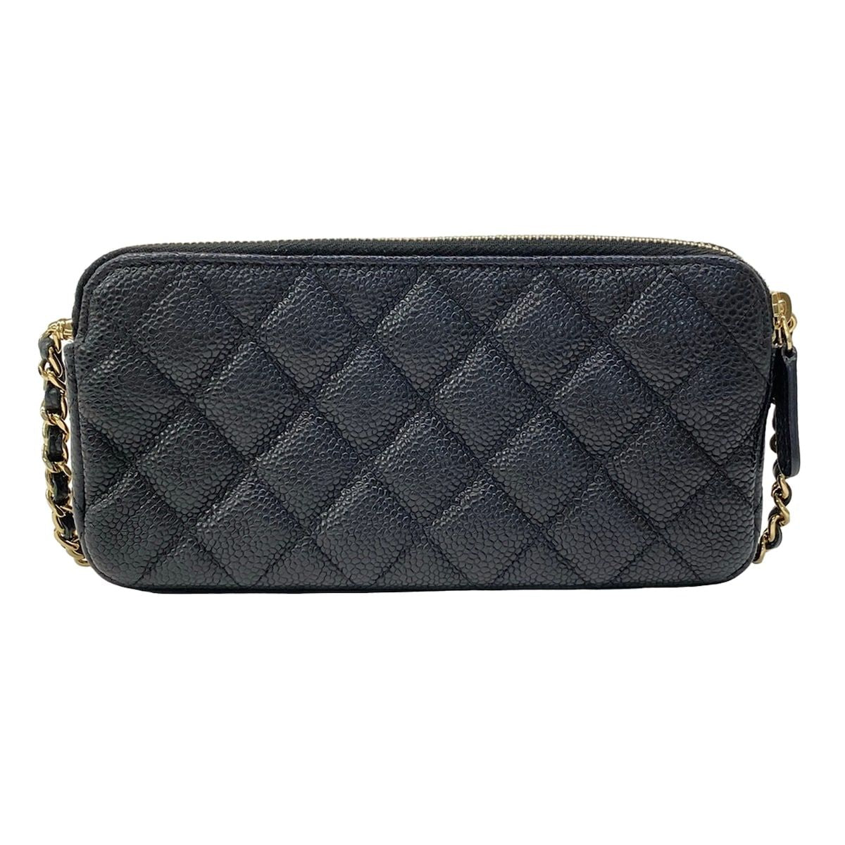 Chanel Wallet Quilted Black Chain Gold Shoulder — view 2