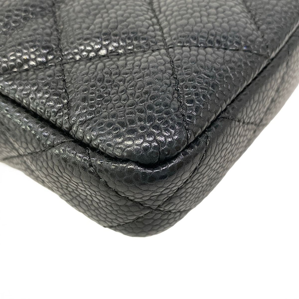 Chanel Wallet Quilted Black Chain Gold Shoulder — view 7