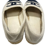 Chanel Slip Ons 37 Ivory Black CC Logo Espadrilles Slipper — view 7