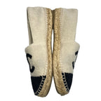 Chanel Slip Ons 37 Ivory Black CC Logo Espadrilles Slipper — view 9
