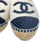 Chanel Slip Ons 37 Ivory Black CC Logo Espadrilles Slipper — view 8