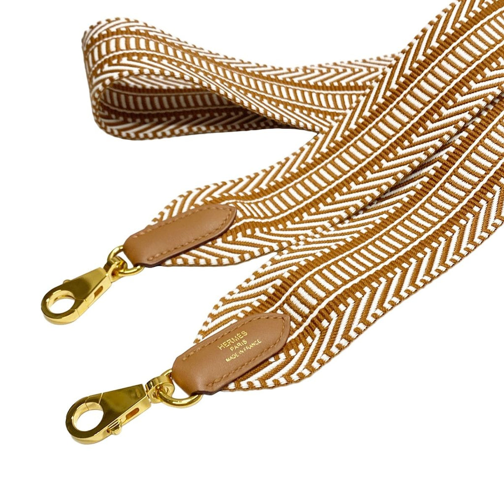 Hermes Shoulder Strap Bandouliere Sangle Caval 50 Ecru Beige White Gold — view 6
