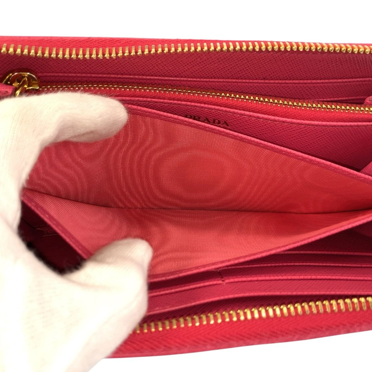 Prada Saffiano Pink Gold Leather Wallet — view 6