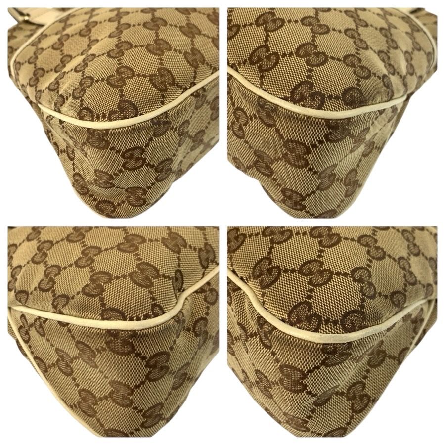 Gucci Beige Ivory Gold GG Canvas Leather Tote Shoulder — view 4