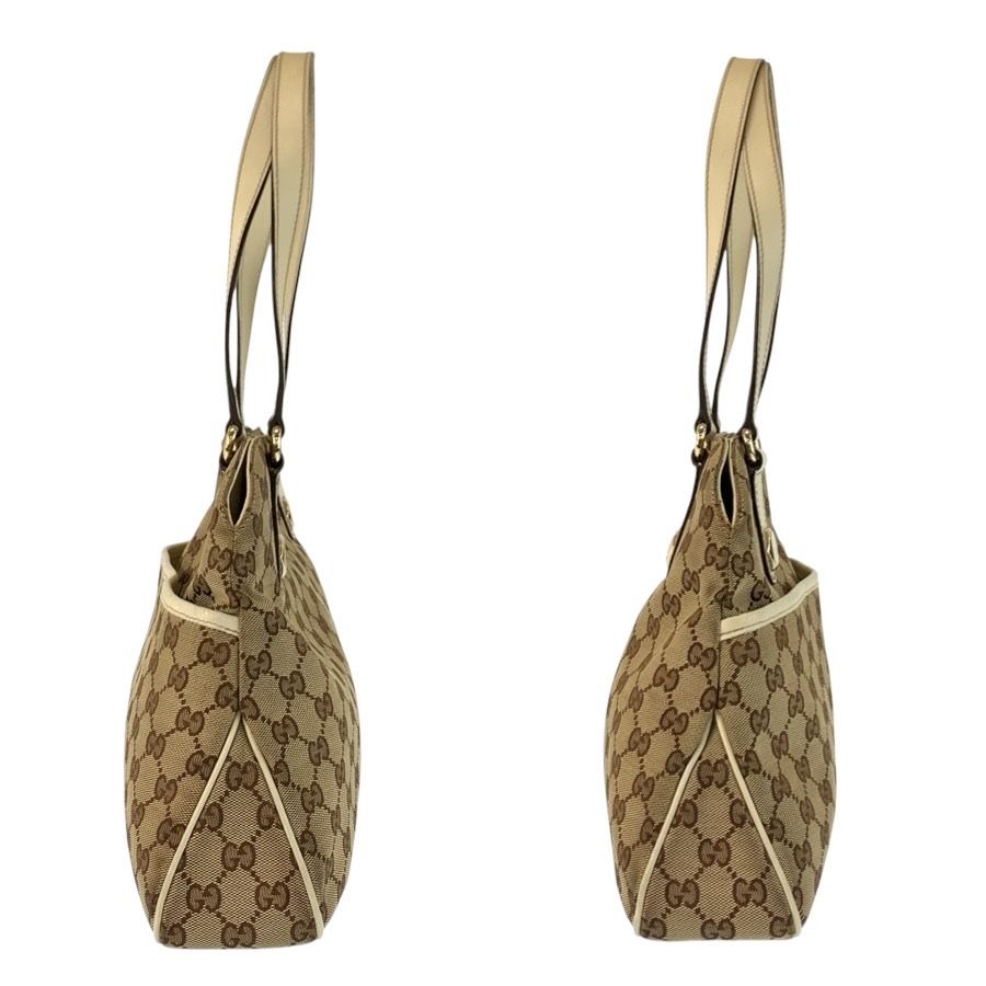 Gucci Beige Ivory Gold GG Canvas Leather Tote Shoulder — view 8