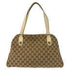 Gucci Beige Ivory Gold GG Canvas Leather Tote Shoulder — view 2
