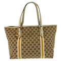 Gucci Sherry Line Beige Ivory Gold GG Canvas Tote Shoulder