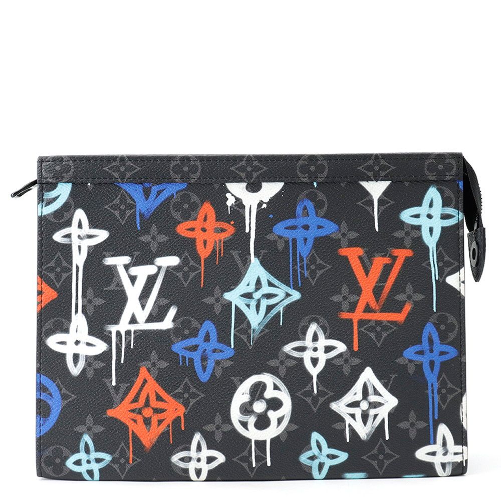 Louis Vuitton Clutch Monogram Eclipse Graffiti Pochette Voyage MM Black