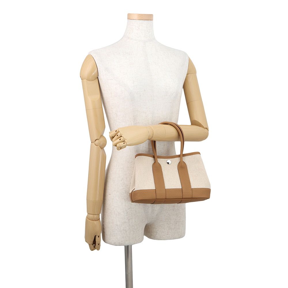 Hermes Tote Neo Garden 23 Party Biscuit Ecru Silver Negonda Toile — view 4
